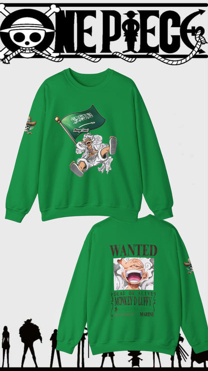 Luffy Gear Fifth with Saudi Arabia Flag (KSA) Sweater - One Piece Fan Merch, Unisex Anime and Manga Gifts