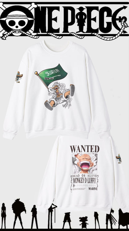 Luffy Gear Fifth with Saudi Arabia Flag (KSA) Sweater - One Piece Fan Merch, Unisex Anime and Manga Gifts