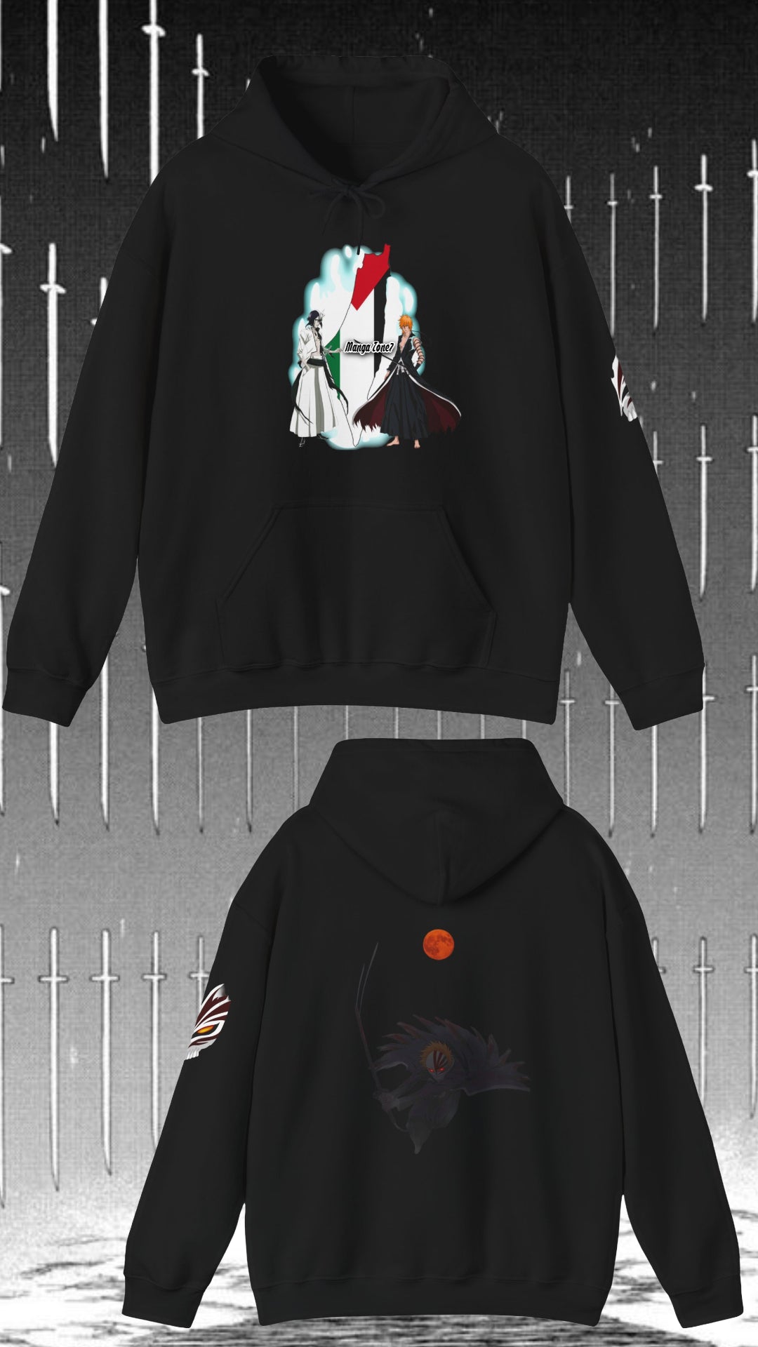 Ichigo & Ulquiorra Bleach Anime Hoodie with Palestine Map