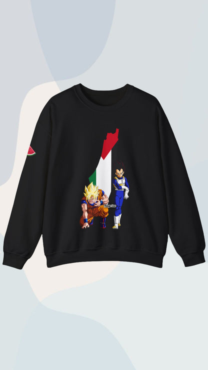 Super Saiyan Goku & Vegeta Hoodie with Palestine Map