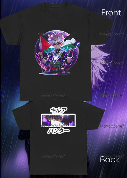 Killua Zoldyck Keffiyah Palestine Tshirt - Hunter x Hunter Anime and Manga Gifts