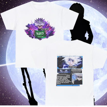 Killua Carrying KSA Saudi Arabia Flag T-Shirt - Hunter x Hunter Fan Merch, Unisex Anime and Manga Gifts