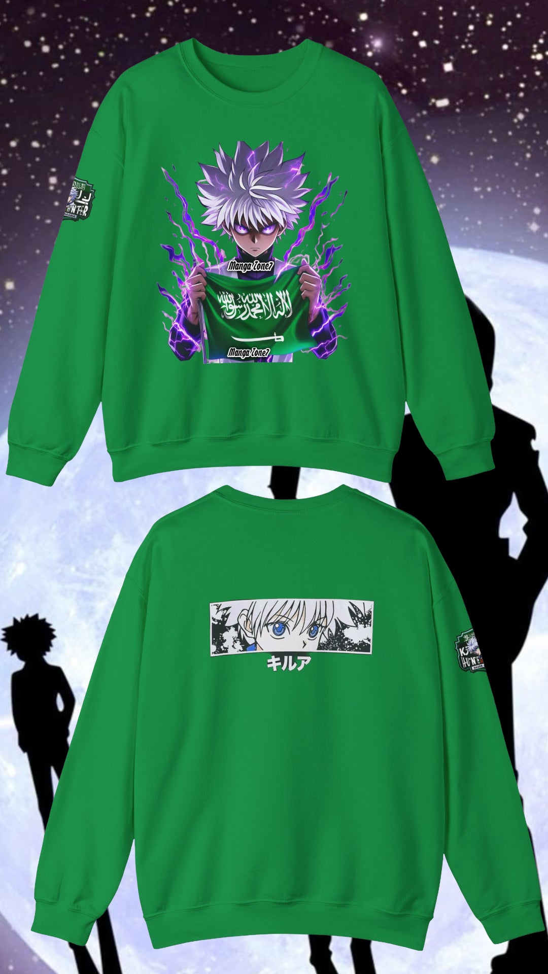 Killua Carrying KSA Flag Hoodie - Hunter x Hunter Fan Merch, Unisex Anime and Manga Gifts