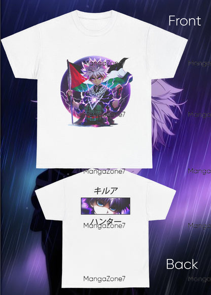 Killua Zoldyck Keffiyah Palestine Tshirt - Hunter x Hunter Anime and Manga Gifts