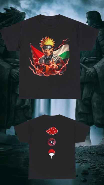 Naruto Wearing Keffiyeh & Palestine Flag T-Shirt - Anime Fan Merch, Unisex Manga Gifts