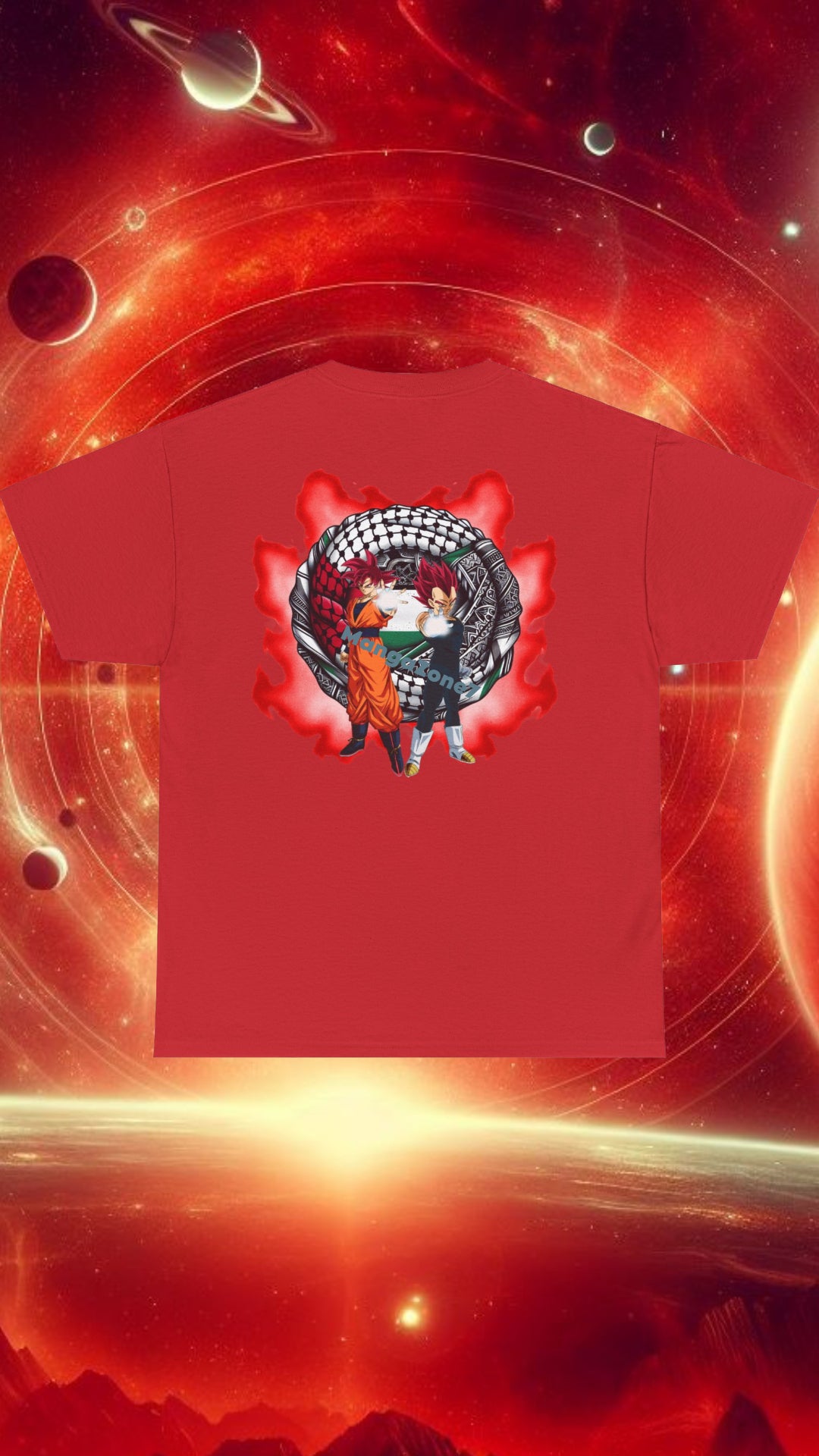 Super Saiyan Red God Vegeta Goku Palestine Keffiyeh - Tshirt