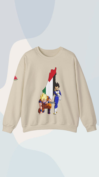 Super Saiyan Goku & Vegeta Hoodie with Palestine Map