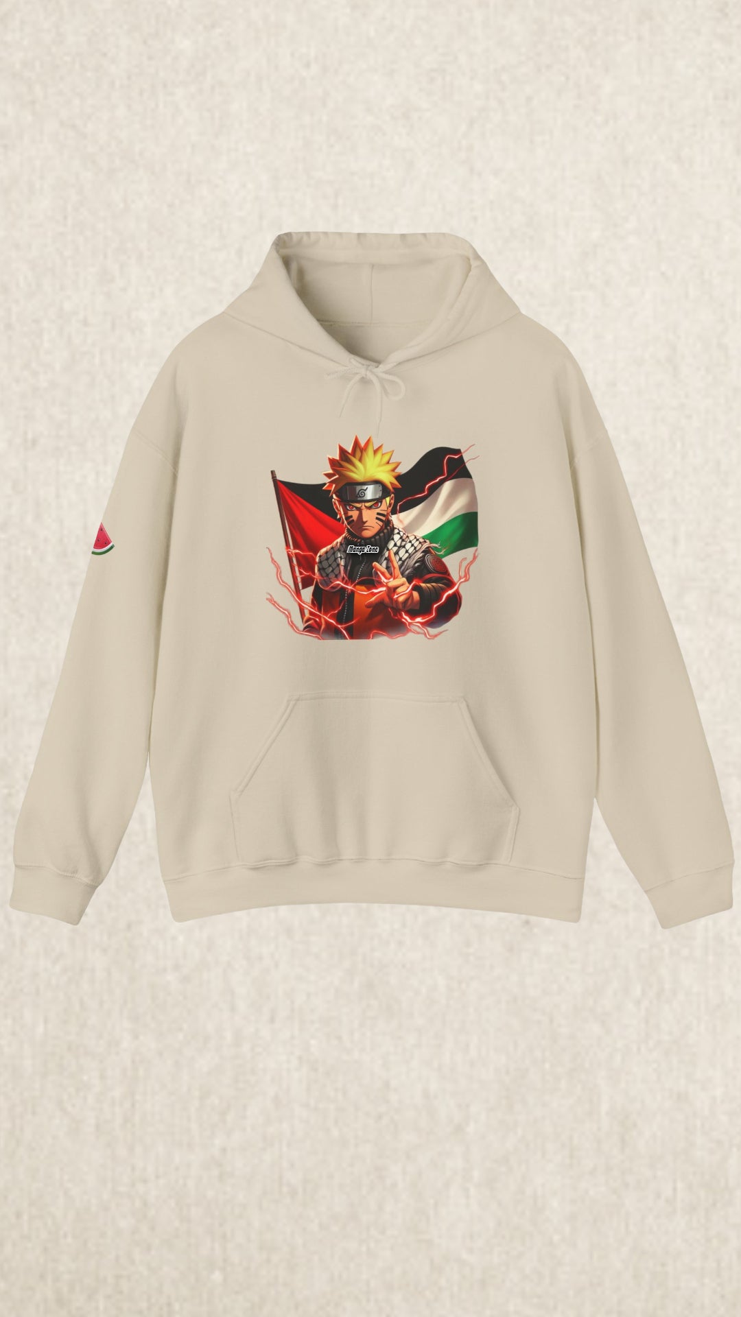 Naruto Wearing Keffiyah Hoodie With Palestine Map