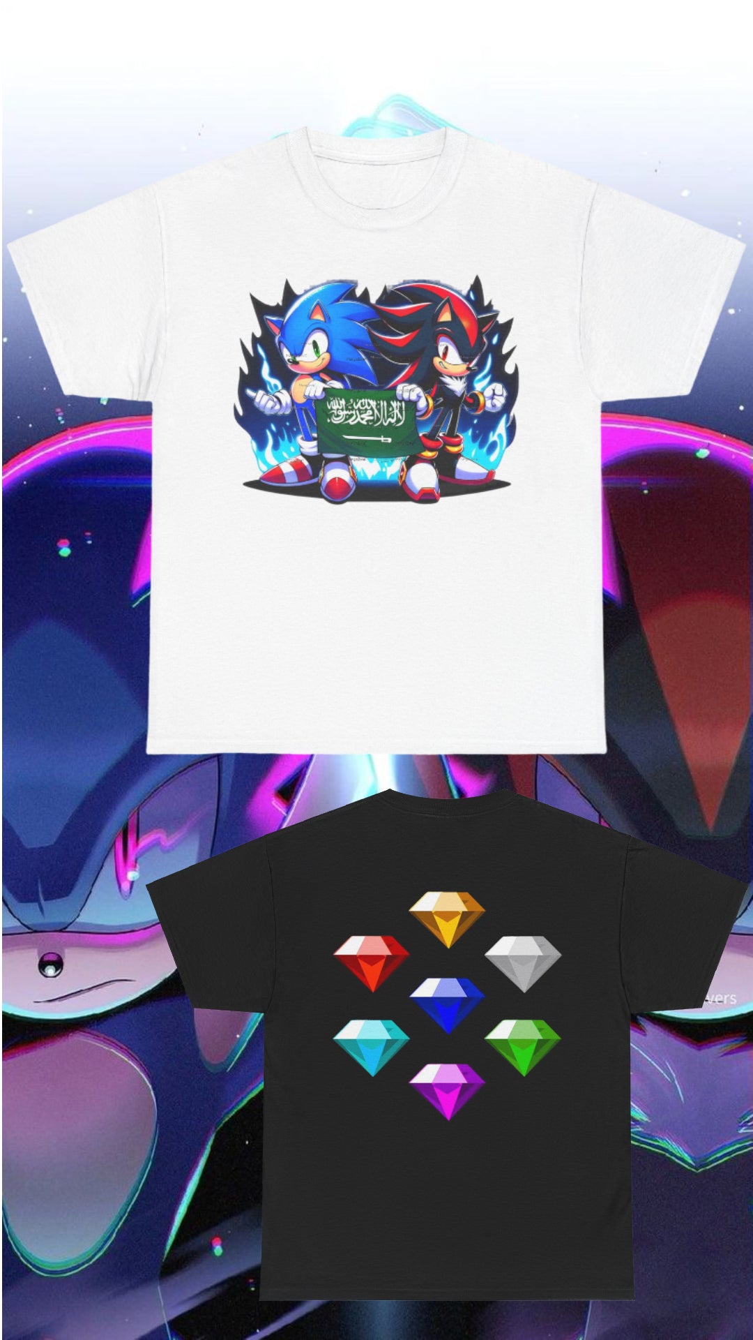 Sonic And Shadow Carrying KSA Flag Tshirt