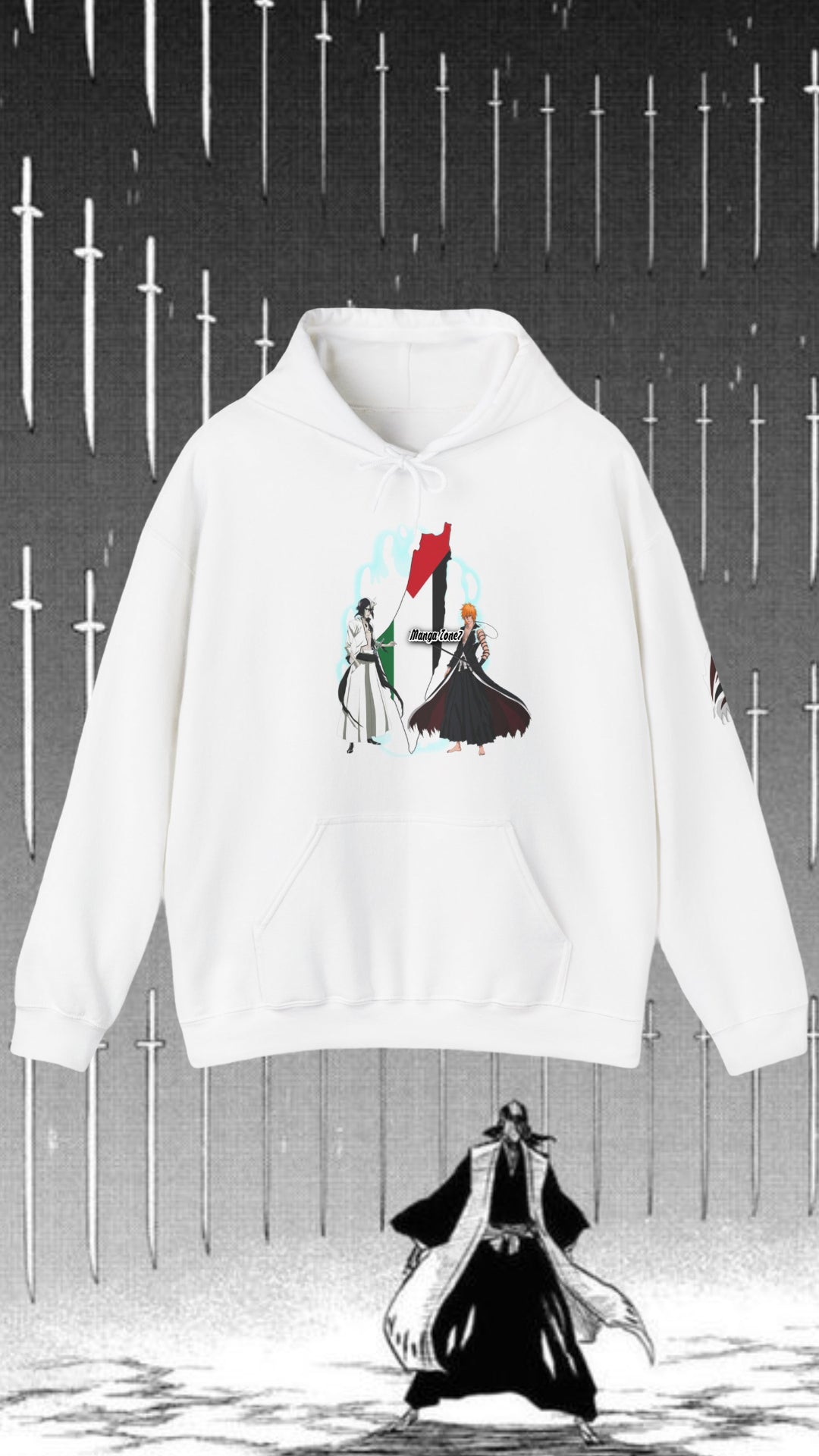 Ichigo & Ulquiorra Bleach Anime Hoodie with Palestine Map