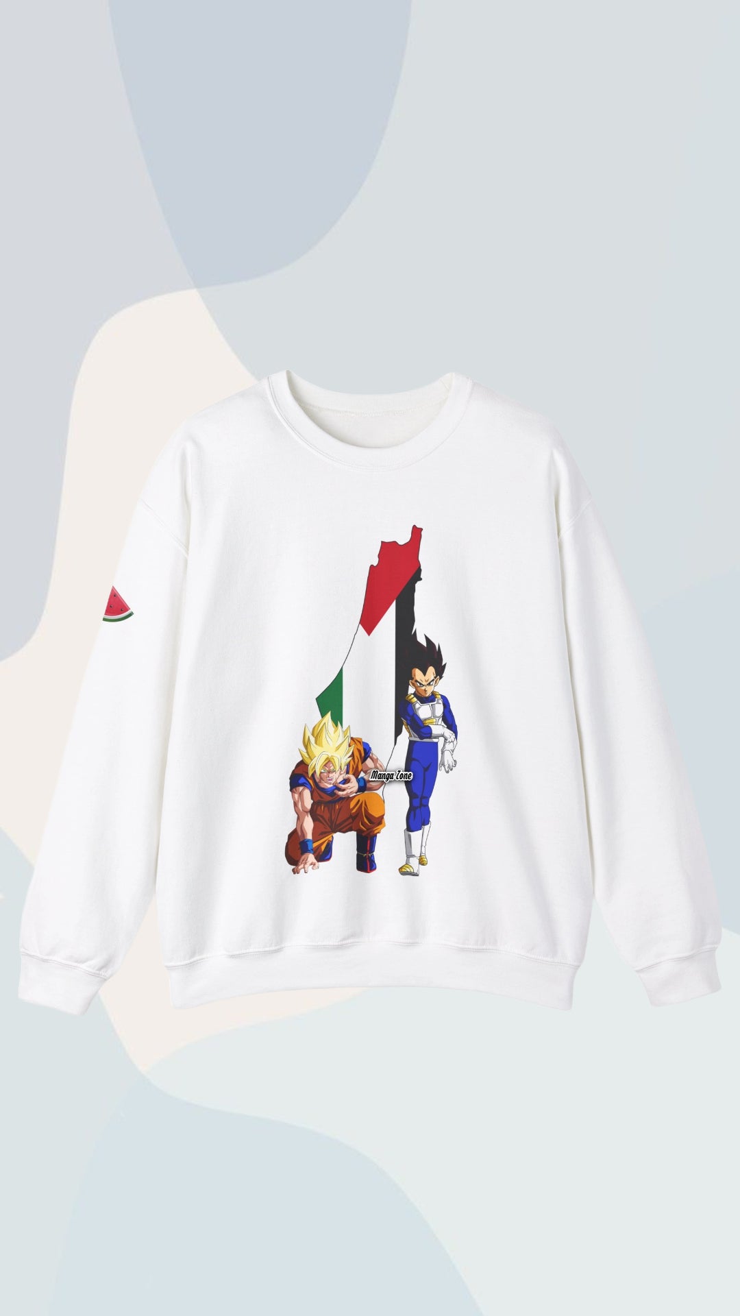 Super Saiyan Goku & Vegeta Hoodie with Palestine Map