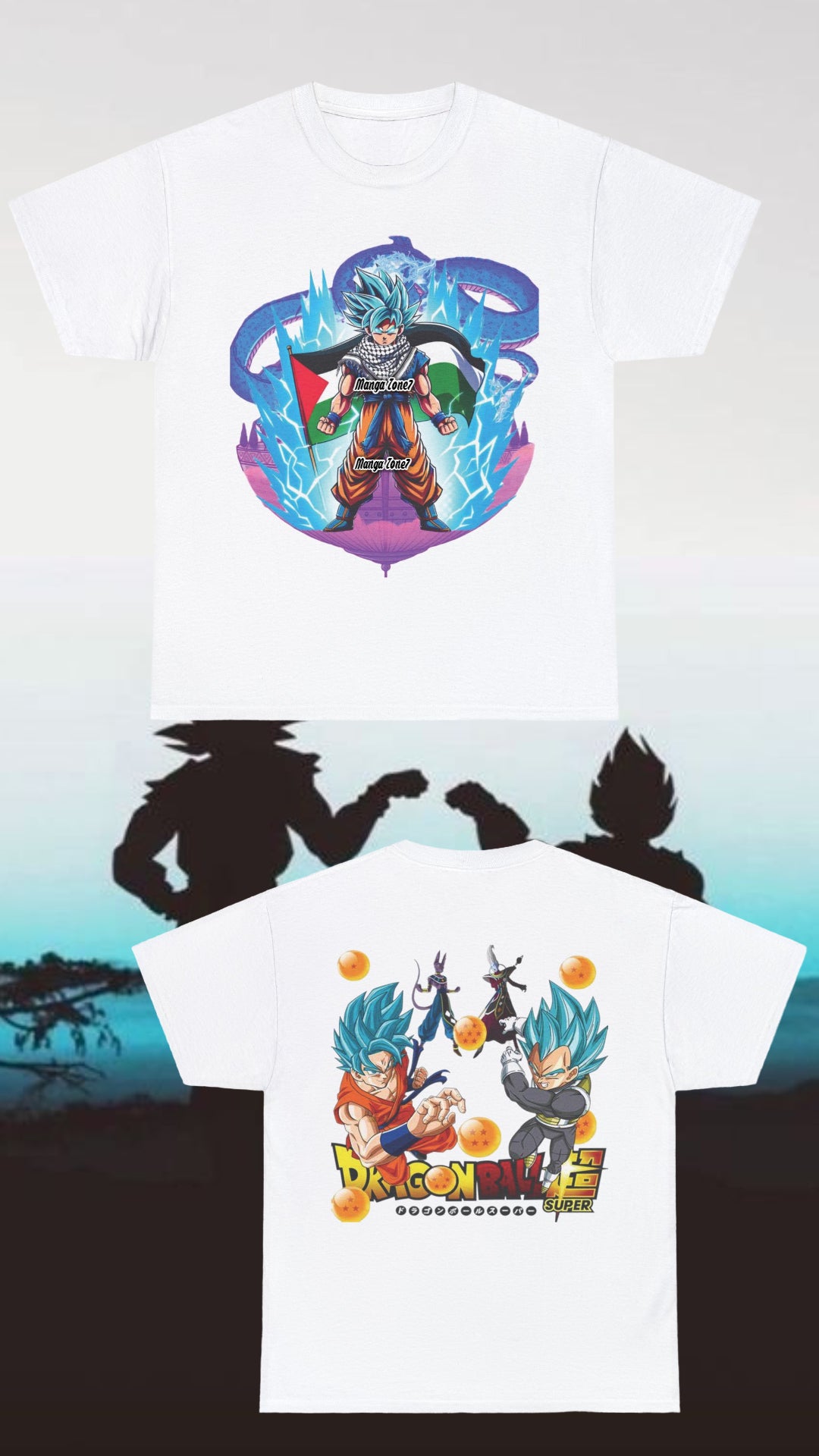 Ultra Instinct Super Saiyan Blue Goku Wearing Keffiyeh & Palestine Flag T-Shirt